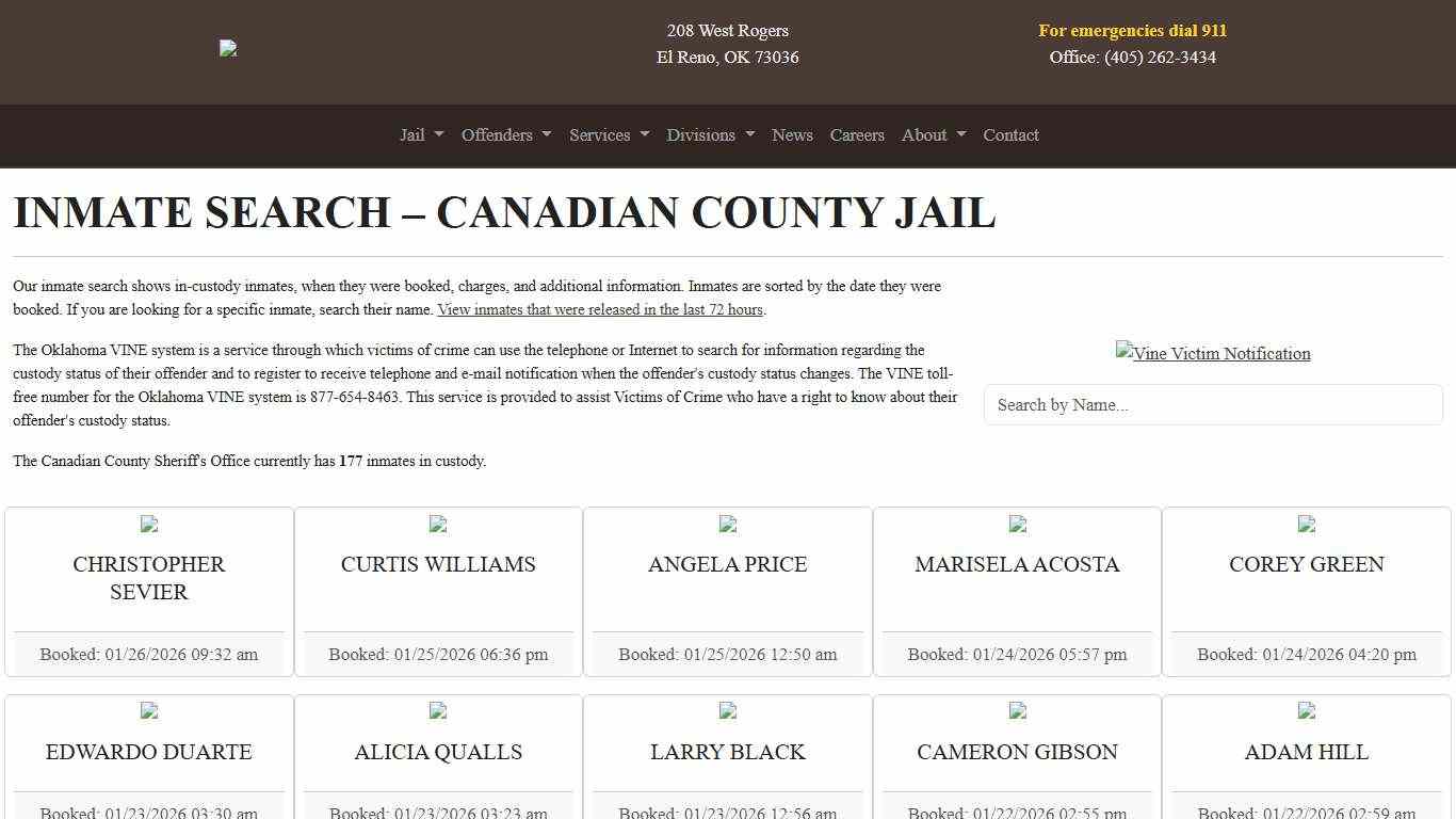 Inmate Search Canadian County Sheriff's Office